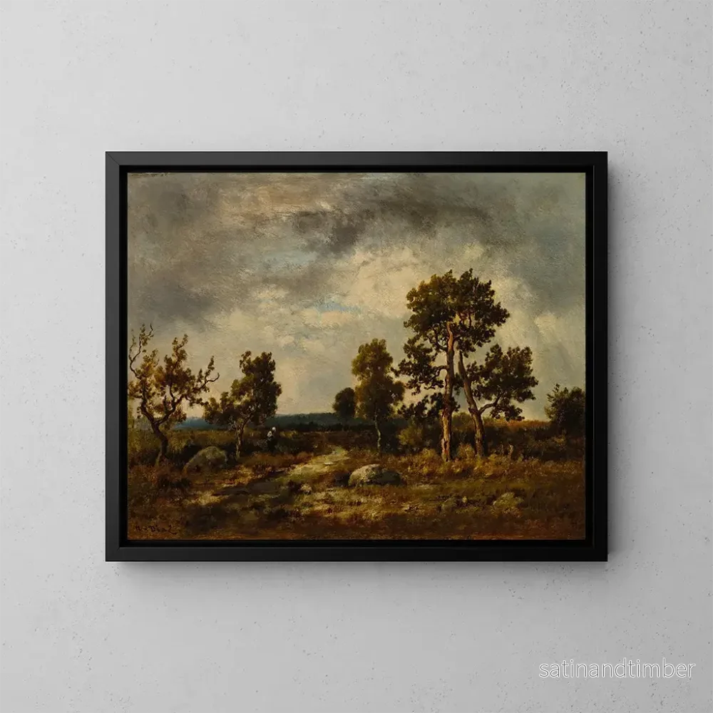 Reproduktion av målningen av vägen nära ormbärsdammen, Fontainebleau-skogen - Narcisse Virgile Diaz de la Peña