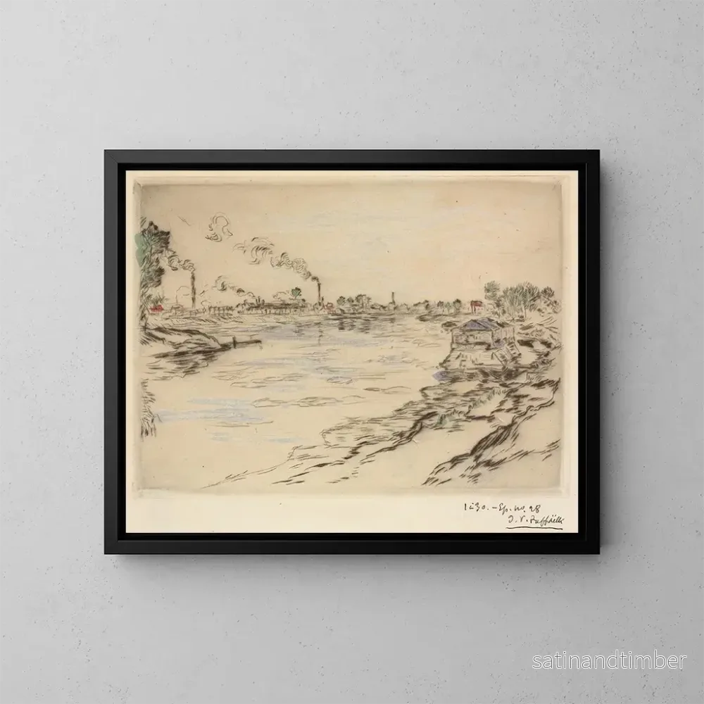 Reproduktion av målningen La Seine à Asnières - Jean François Raffaëlli
