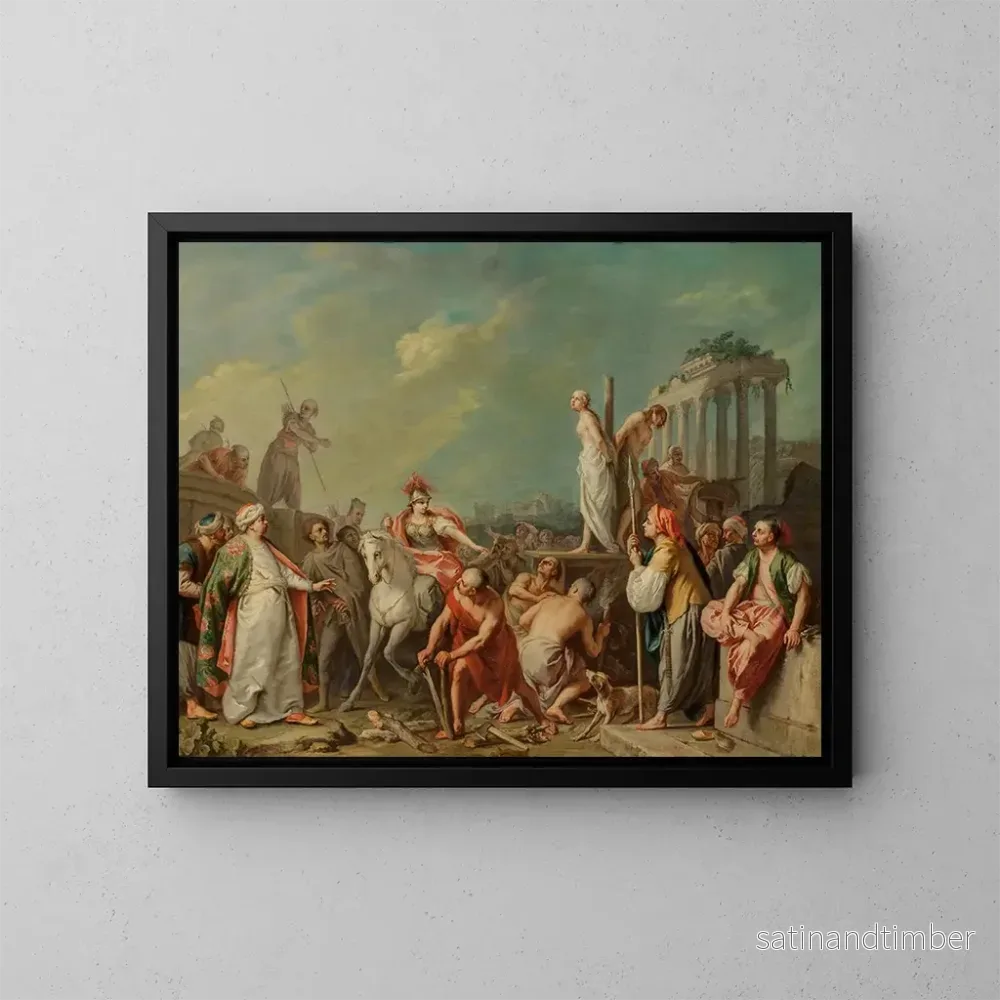 Reproduktion av målningen Clorinde sauvant Olindo och Sophronia - Jacopo Amigoni