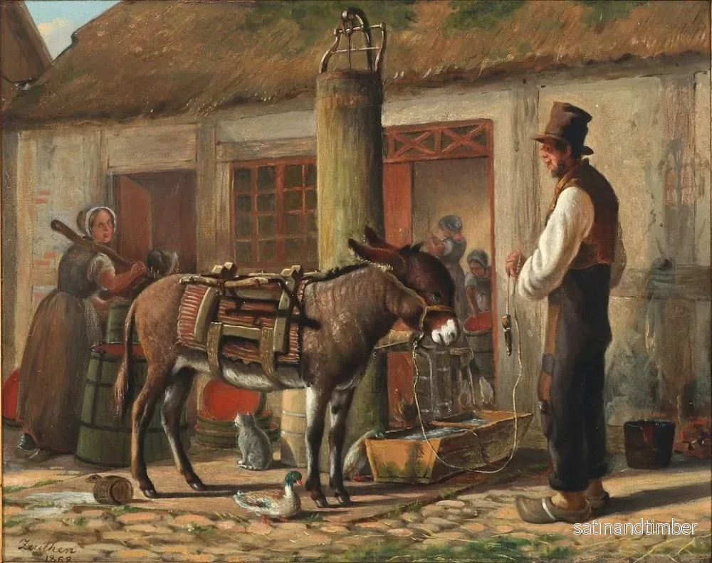 Reproduktion av målningen gravyr med figurer och djur runt fontänen - Christian Olavius Zeuthen - Bild 2