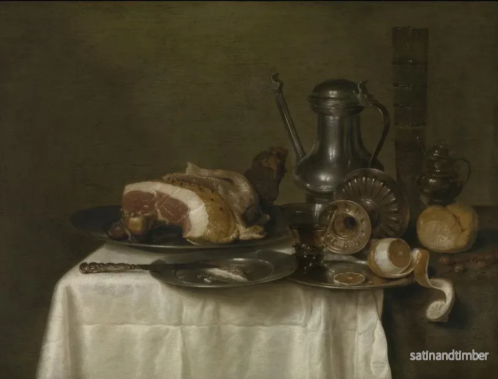 Reproduktion av målningen Naturtavla med skinka och bröd - Willem Claesz Heda - Bild 2