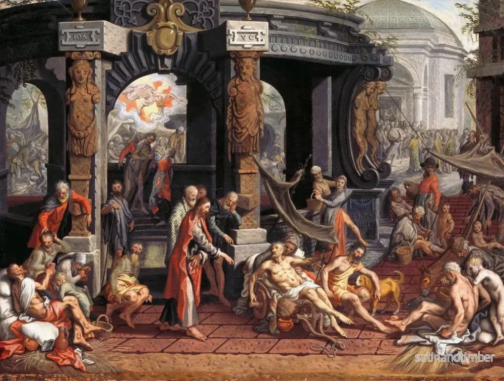 Reproduktion av målningen La guérison du paralytique à la piscine de Bethesda - Pieter Aertsen - Bild 2