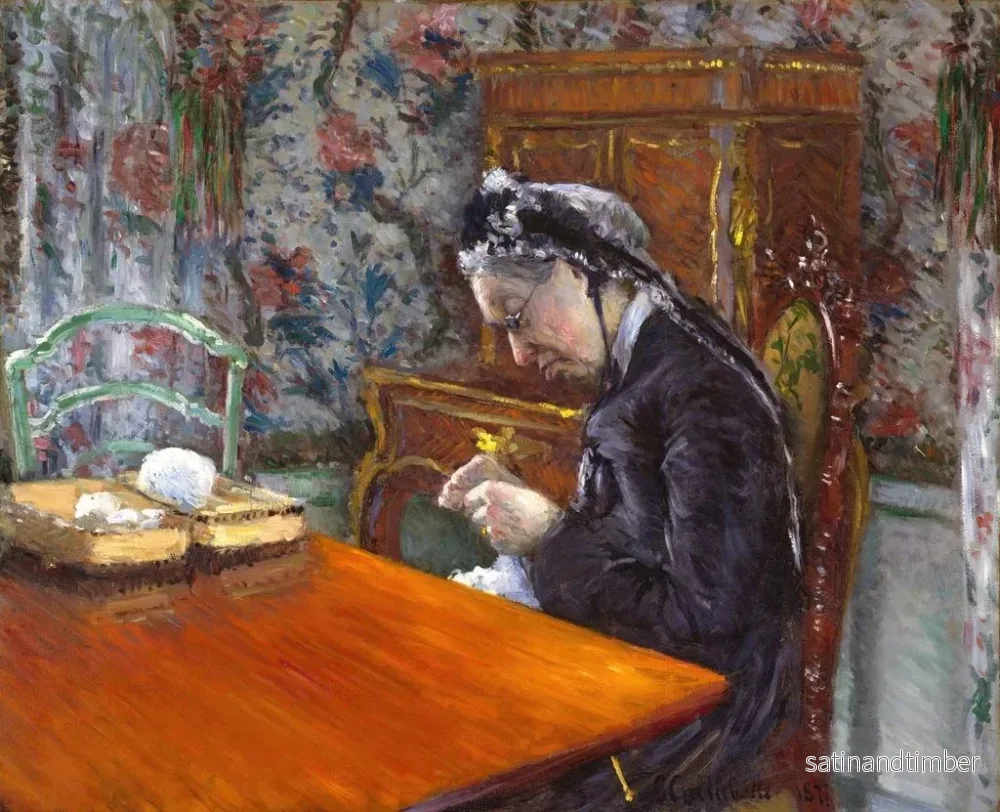 Reproduktion av målningen Mademoiselle Boissière tricotar - Gustave Caillebotte - Bild 2