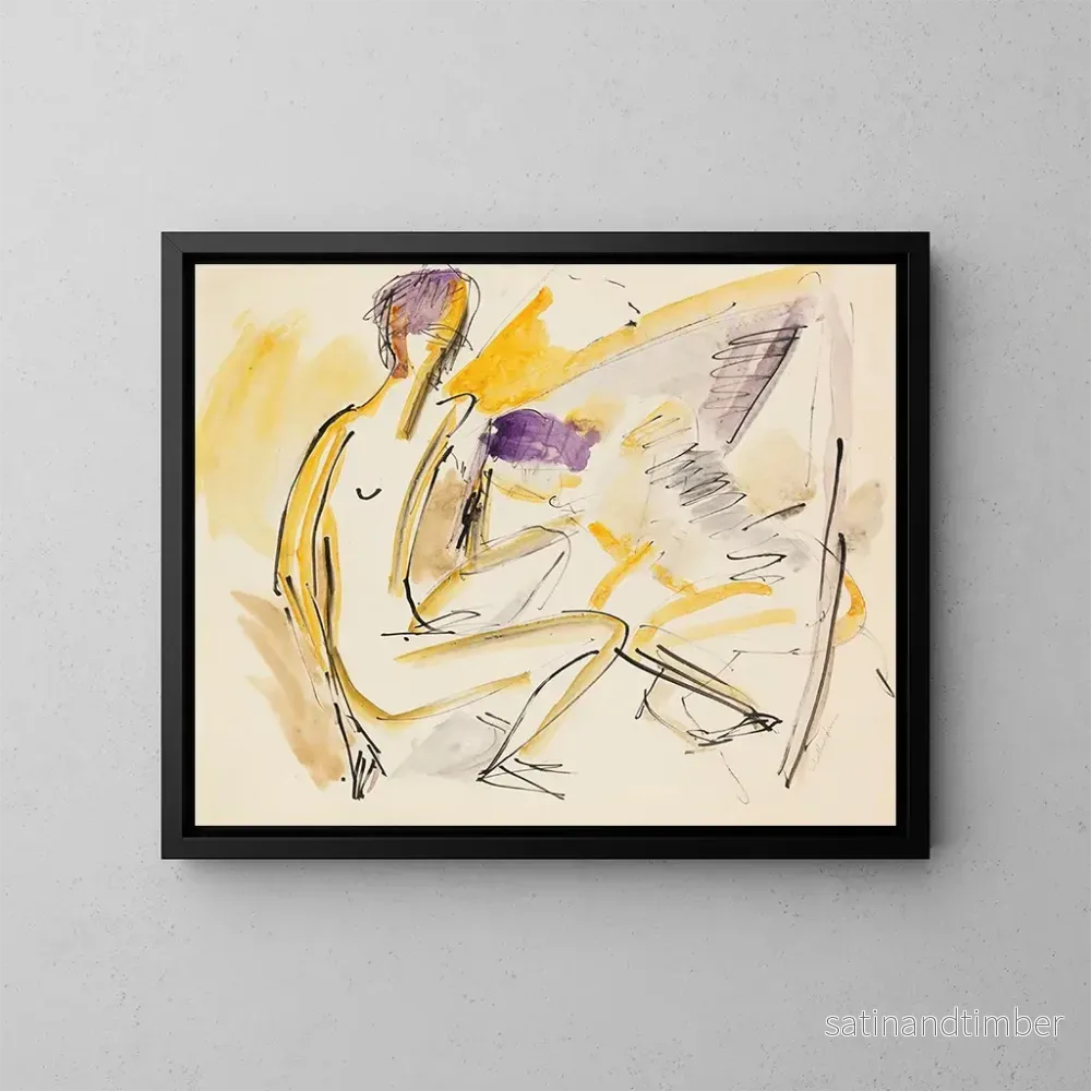 Reproduktion av målningen av sittande och liggande akt på stranden - Ernst Ludwig Kirchner