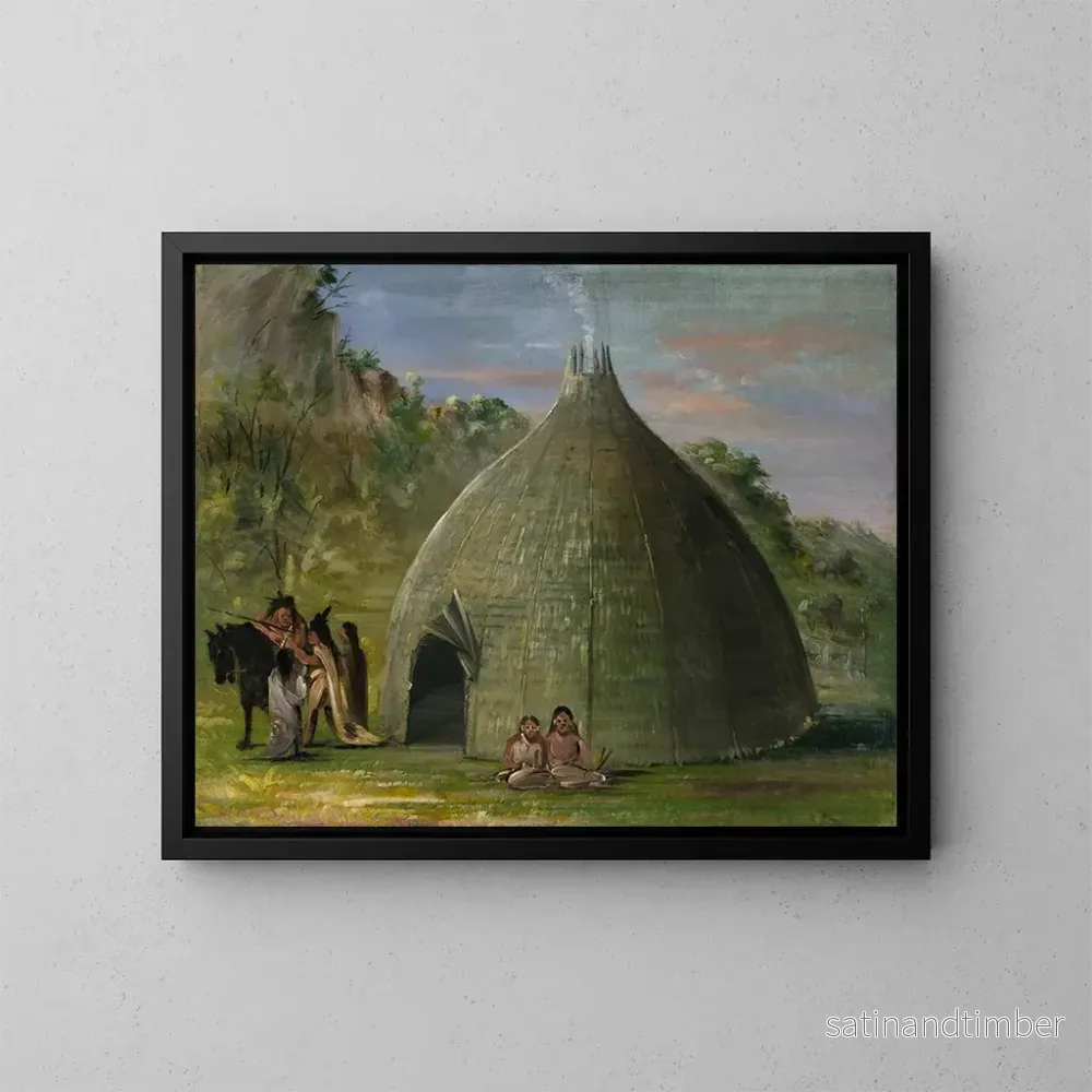 Reproduktion av målningen Lodge de Wichita couvert de prairie - George Catlin