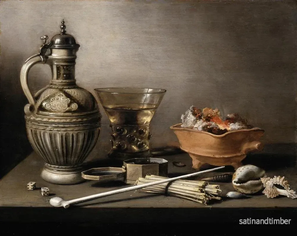Reproduktion av målningen av still life med en keramikkruka, ett berkemeyer och rökverktyg - Pieter Claesz - Bild 2