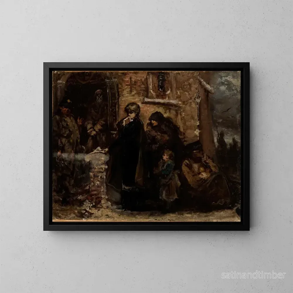 Reproduktion av målningen Framför en kyrka - Władysław Rossowski