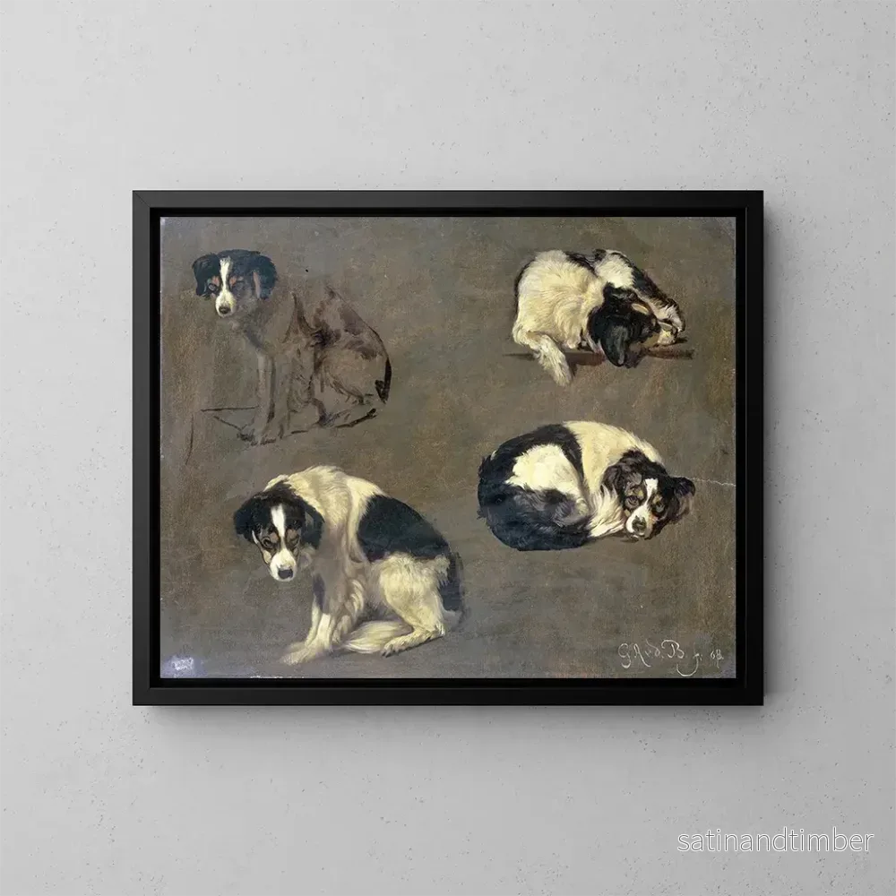 Reproduktion av målningen Fyra hundstudier - Guillaume Anne van der Brugghen