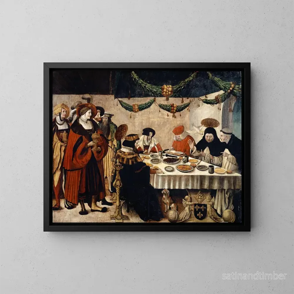 Reproduktion av målningen av Saint Thomas d'Aquin vid kung Louis den Heliges bord - Niklaus Manuel