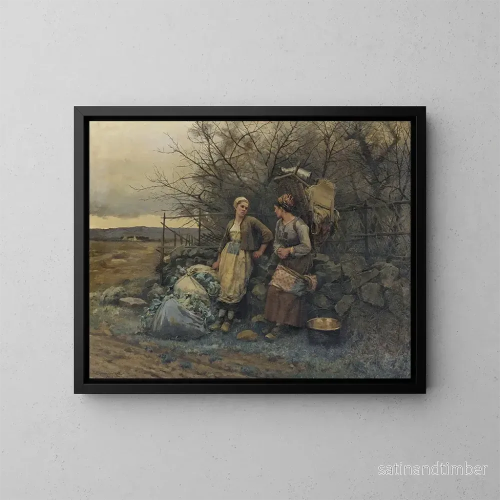 Reproduktion av målningen unga flickor i väntan - Daniel Ridgway Knight
