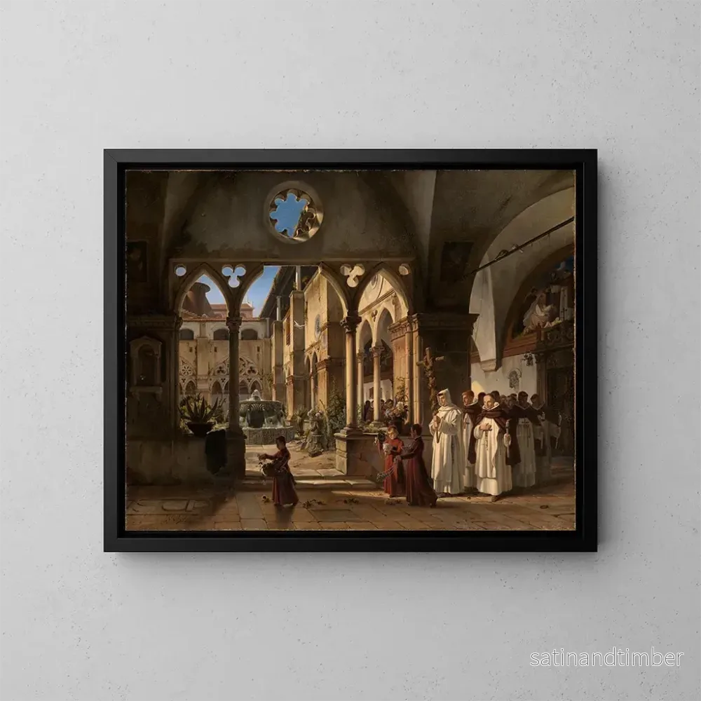 Reproduktion av målningen Cloître avec procession de Trinitaires - Wilhelm Gail