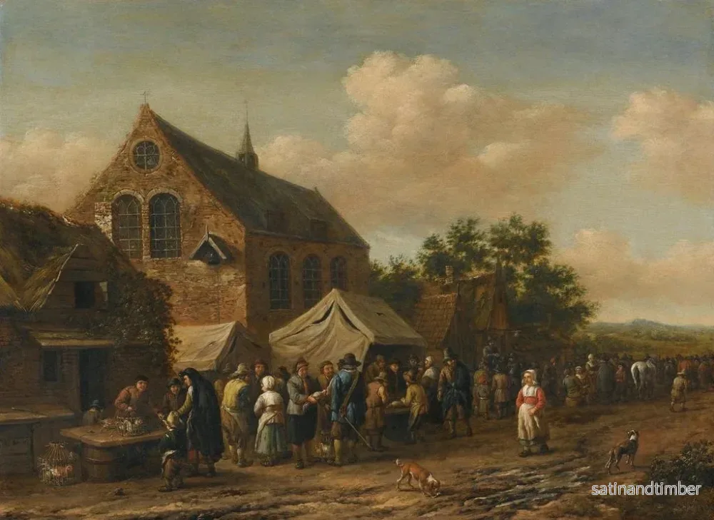 Reproduktion av målningen En bymarknad nära en kyrka - Barent Gael - Bild 2