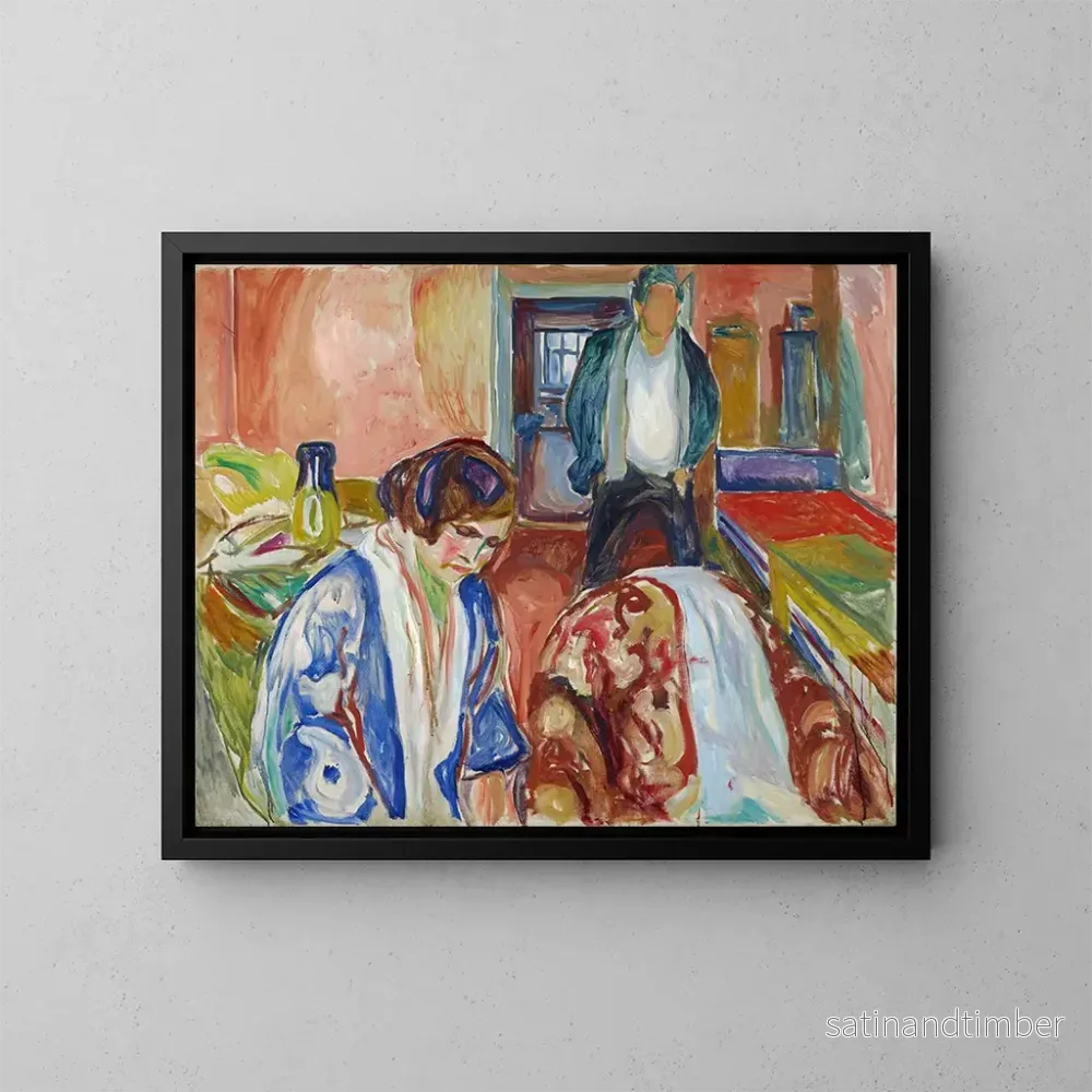 Reproduktion av målningen av konstnären och hans modell - Edvard Munch
