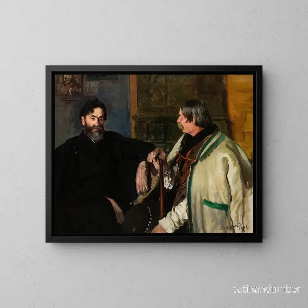 Reproduktion av målningen porträtt av Stanisław Witkiewicz med Wojciech Roj - Leon Wyczółkowski