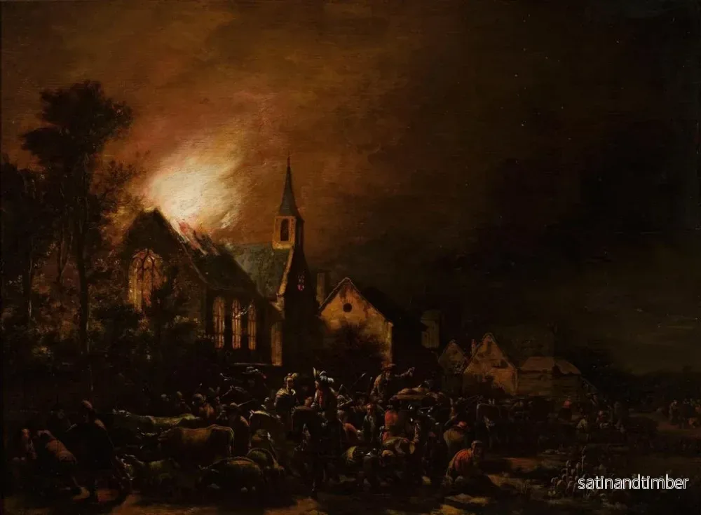 Reproduktion av målningen Kyrka i brand - Egbert van der Poel - Bild 2