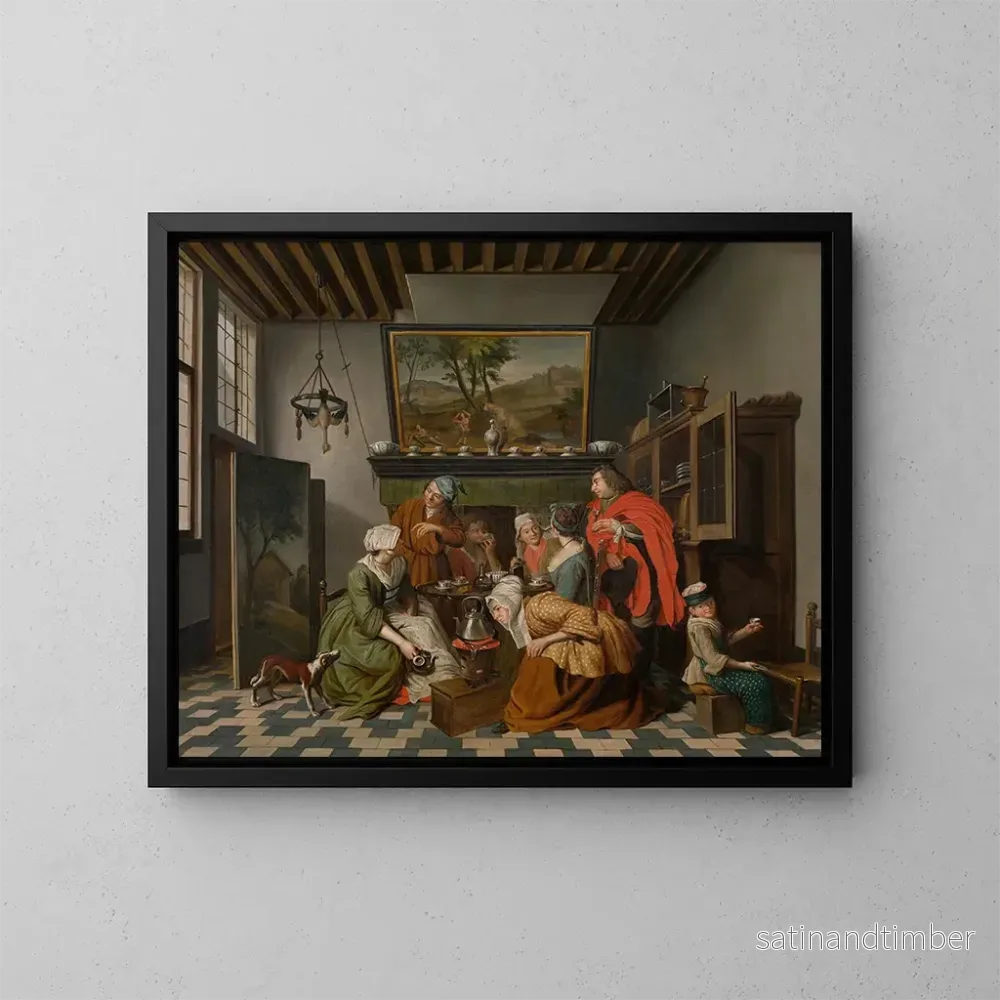 Reproduktion av målningen Låt dig förföras av detta charmiga konsttryck av "L'heure du thé" av Jan Josef Horemans le Jeune.