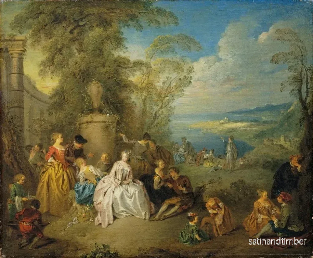 Reproduktion av målningen Fête galante dans un paysage côtier - Jean-Baptiste Pater - Bild 2