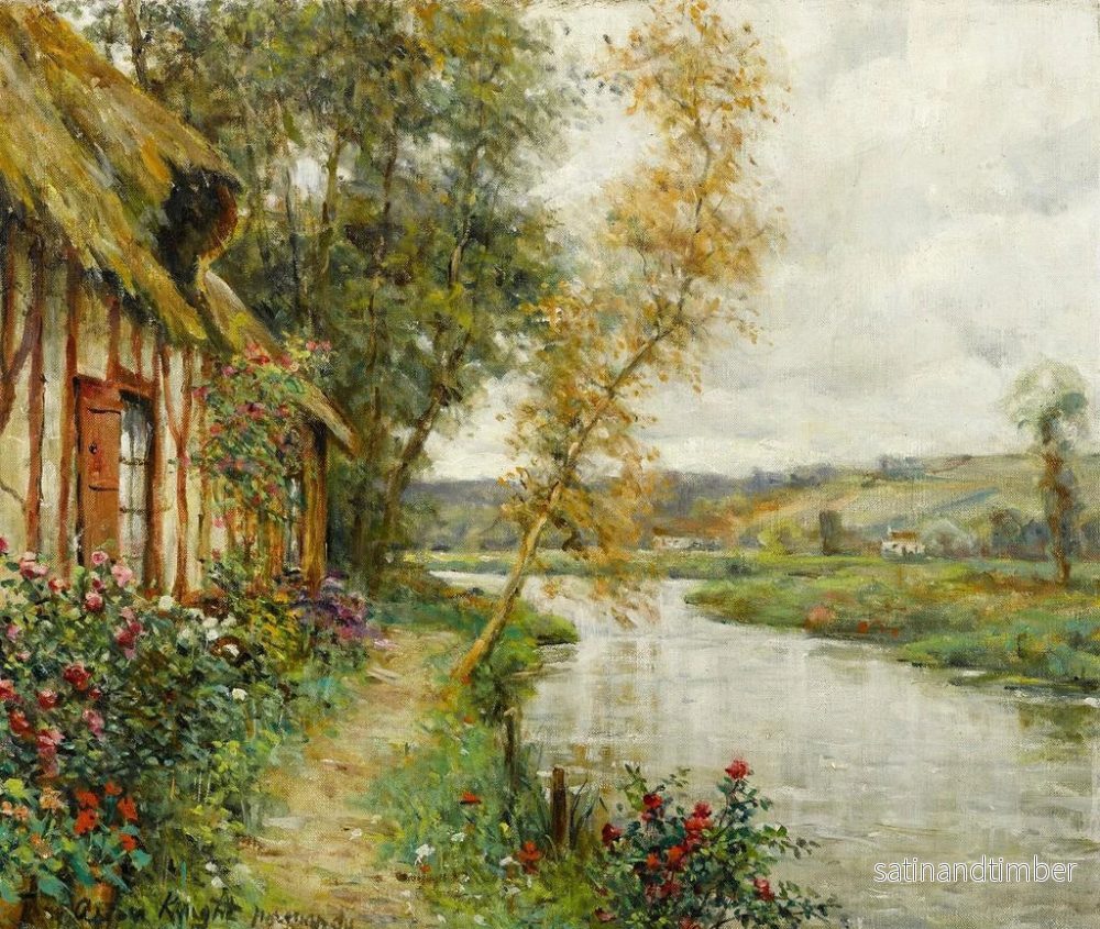 Reproduktion av målningen En stuga vid en flod i Normandie - Louis Aston Knight - Bild 2