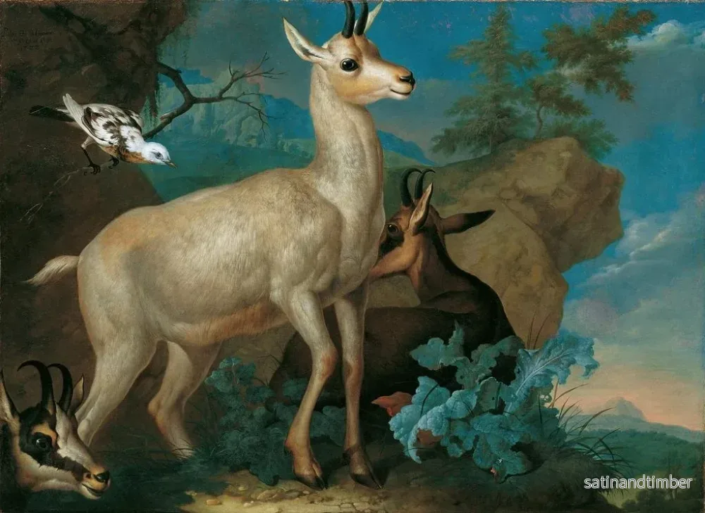 Reproduktion av målningen Tre chamoiser och en koltrast - Philipp Ferdinand de Hamilton - Bild 2