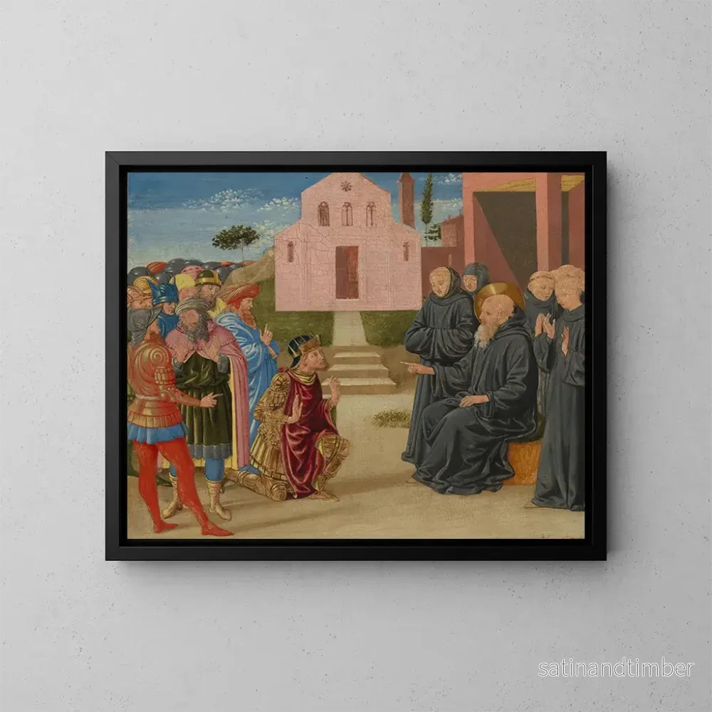 Reproduktion av målningen Totila framför Saint Benoît – Benozzo Gozzoli