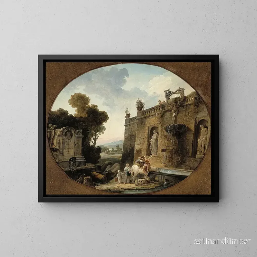 Reproduktion av målningen L'Abreuvoir - Hubert Robert
