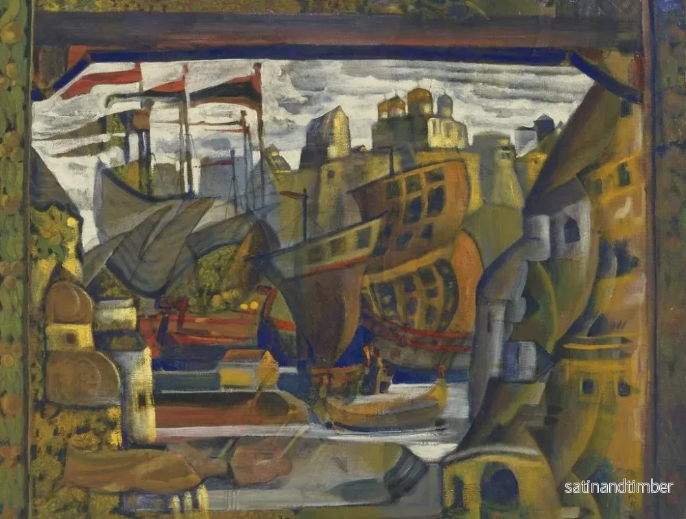 Reproduktion av målningen av Novgorods marknad av Sadko - Nicholas Roerich - Bild 2