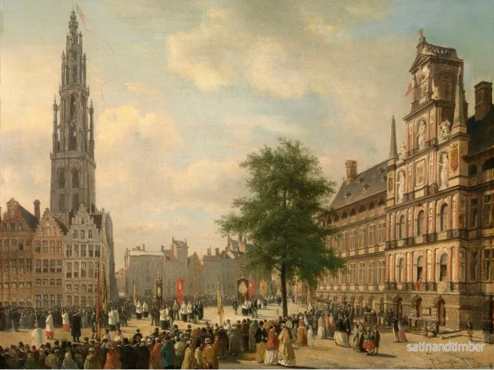 Reproduktion av målningen av procession på Grote Markt i Antwerpen - Jan Michiel Ruyten - Bild 2