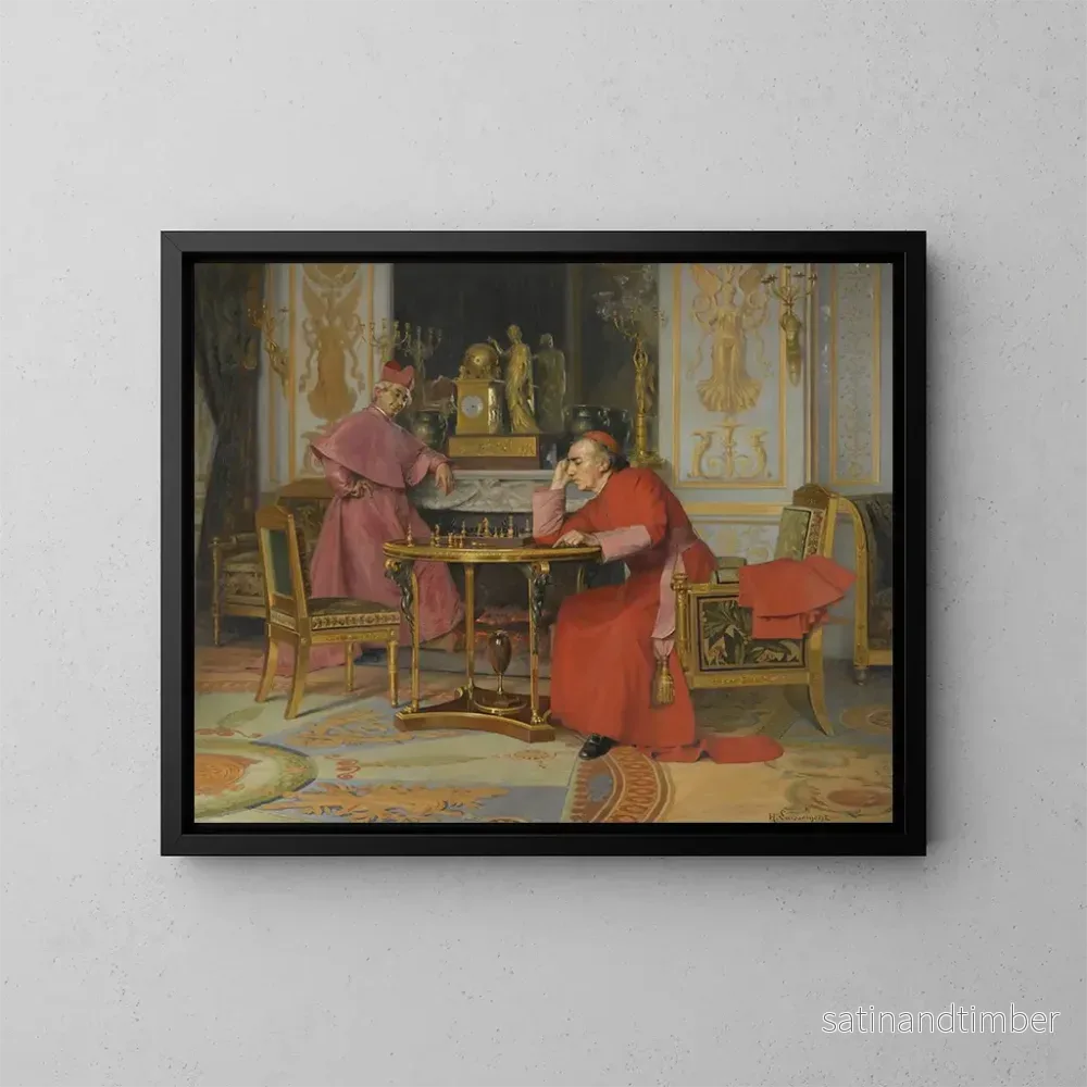 Reproduktion av målningen La Partie d'échecs - Henri Laissement