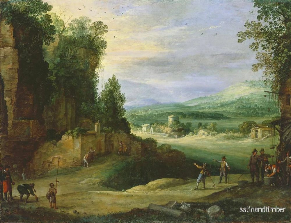 Reproduktion av målningen Landskap med män som spelar chicane - Paul Bril - Bild 2