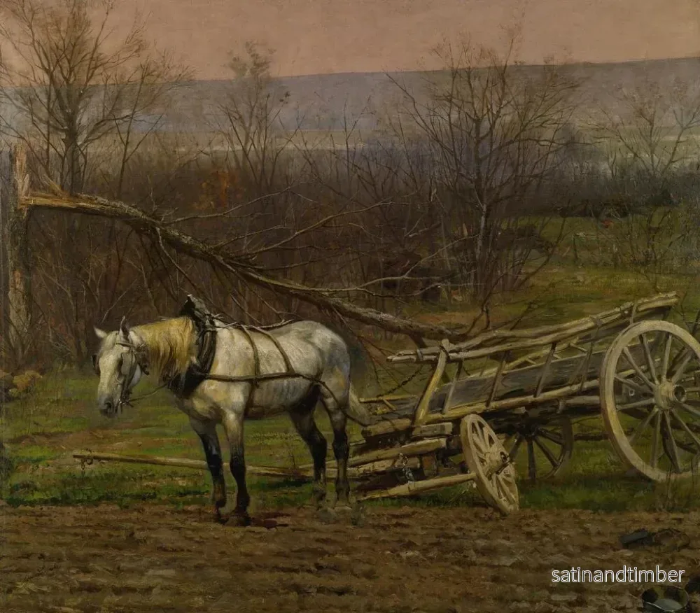 Reproduktion av målningen Charrette attelée d'un cheval blanc - Jean-Baptiste Édouard Detaille - Bild 2