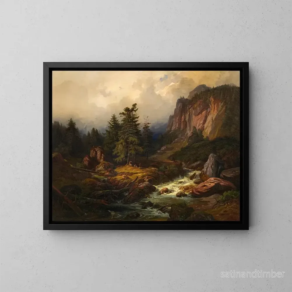 Reproduktion av målningen Ruisseau de montagne – Eduard Schleich l’Ancien Reproduktion av målningen Ruisseau de montagne – Eduard Schleich l’Ancien