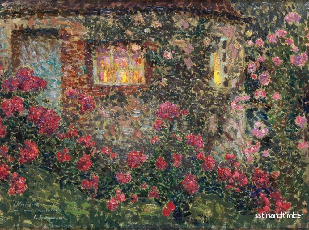 Reproduktion av målningen av ett lantligt hus bland rosor - Henri Le Sidaner - Bild 2