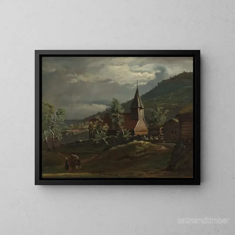 Reproduktion av målningen av Gaupne kyrka i Sogn - Knud Baade