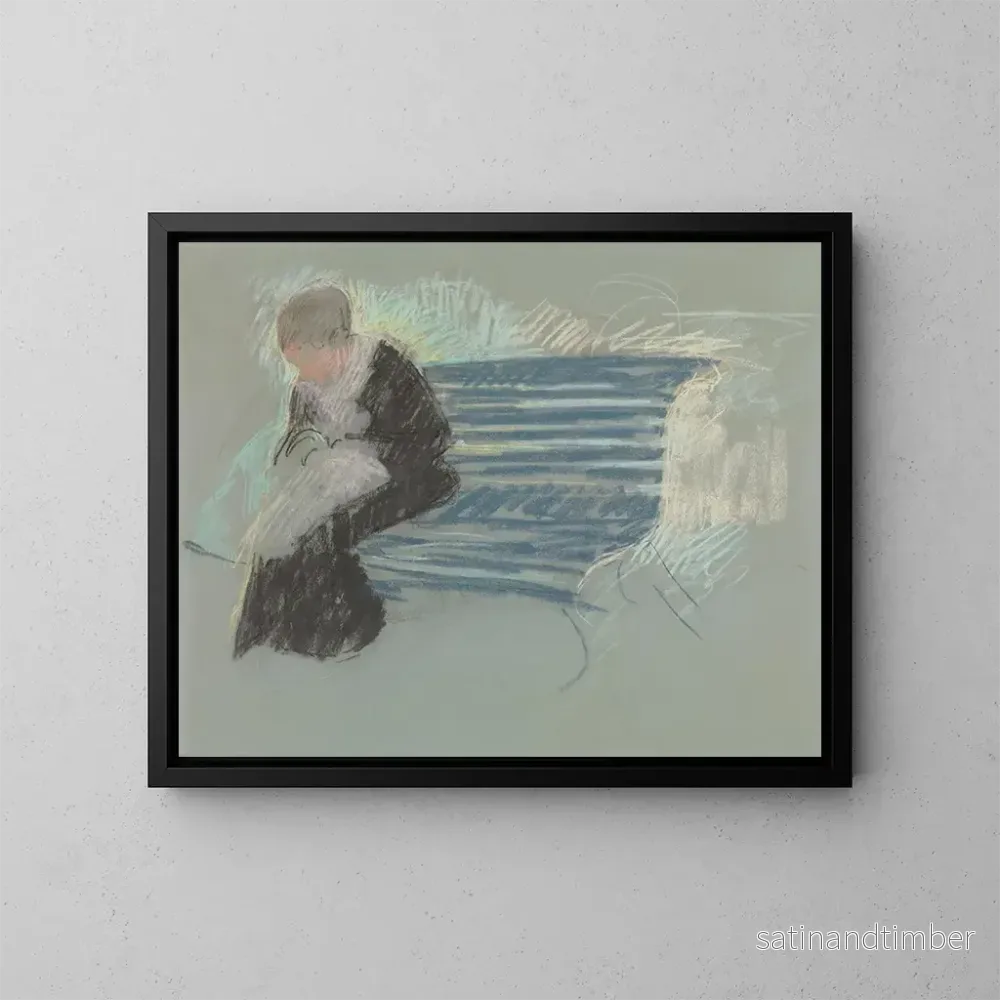 Reproduktion av målningen av kvinna på en bänk - Mary Cassatt