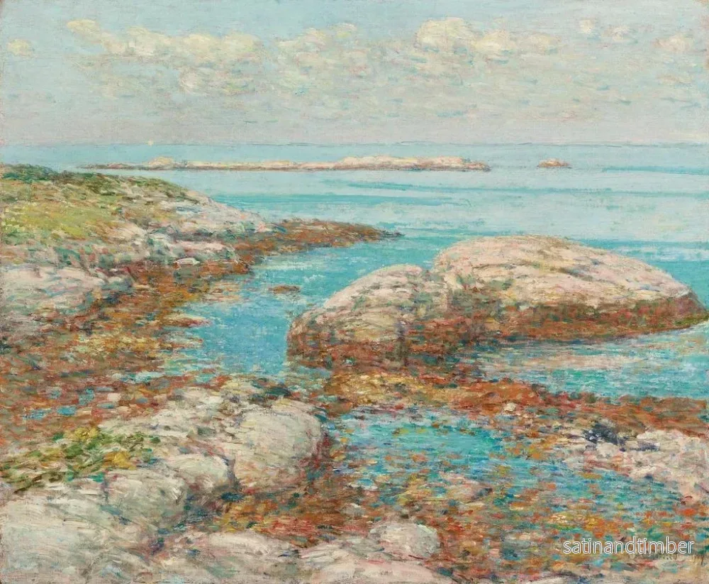 Reproduktion av målningen av klipporna vid Appledore på morgonen - Childe Hassam - Bild 2