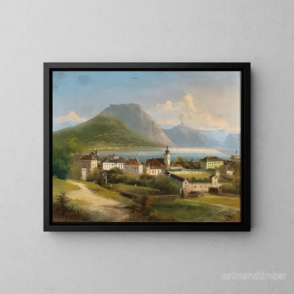 Reproduktion av målningen Vue de Gmunden sur le lac Traunsee – Johann Wilhelm Jankowsky Reproduktion av målningen Vue de Gmunden sur le lac Traunsee – Johann Wilhelm Jankowsky