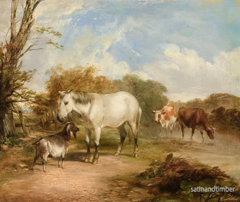 Reproduktion av målningen Pastoral scen med en häst - Thomas Sidney Cooper - Bild 2