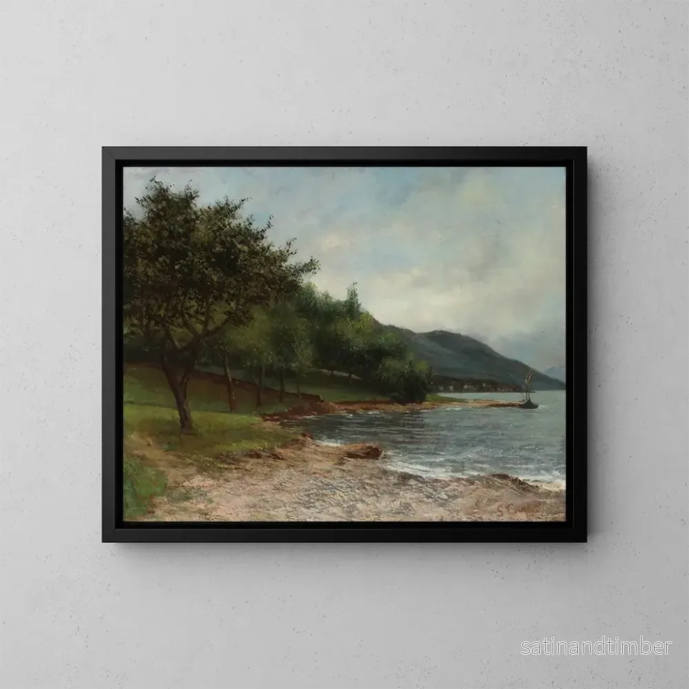 Reproduktion av målningen La Rive du lac Léman - Gustave Courbet
