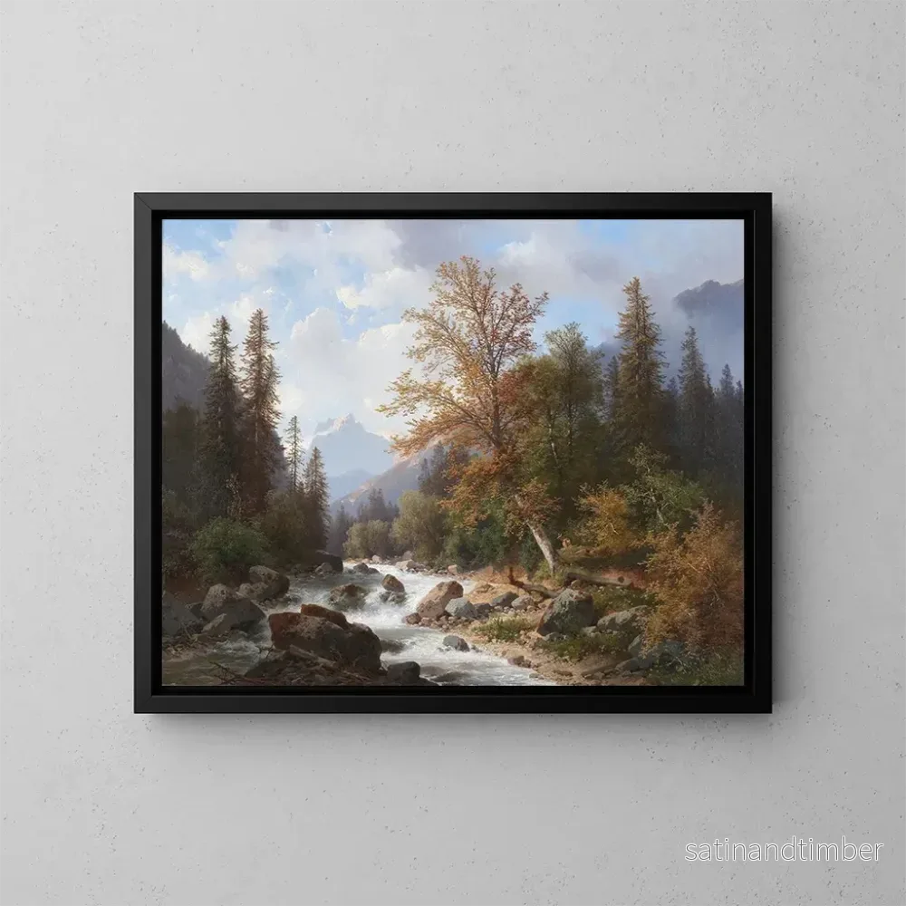 Reproduktion av målningen Ruisseau de montagne à Ramsau – Carl Hasch Reproduktion av målningen Ruisseau de montagne à Ramsau – Carl Hasch