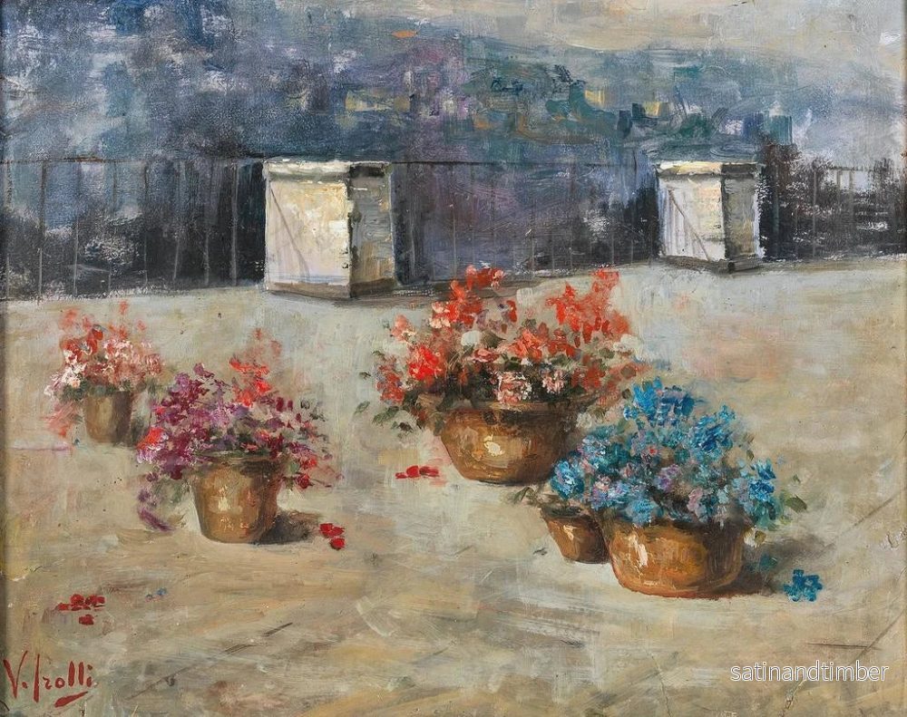 Reproduktion av målningen av solig terrass med blomkrukor - Vincenzo Irolli - Bild 2