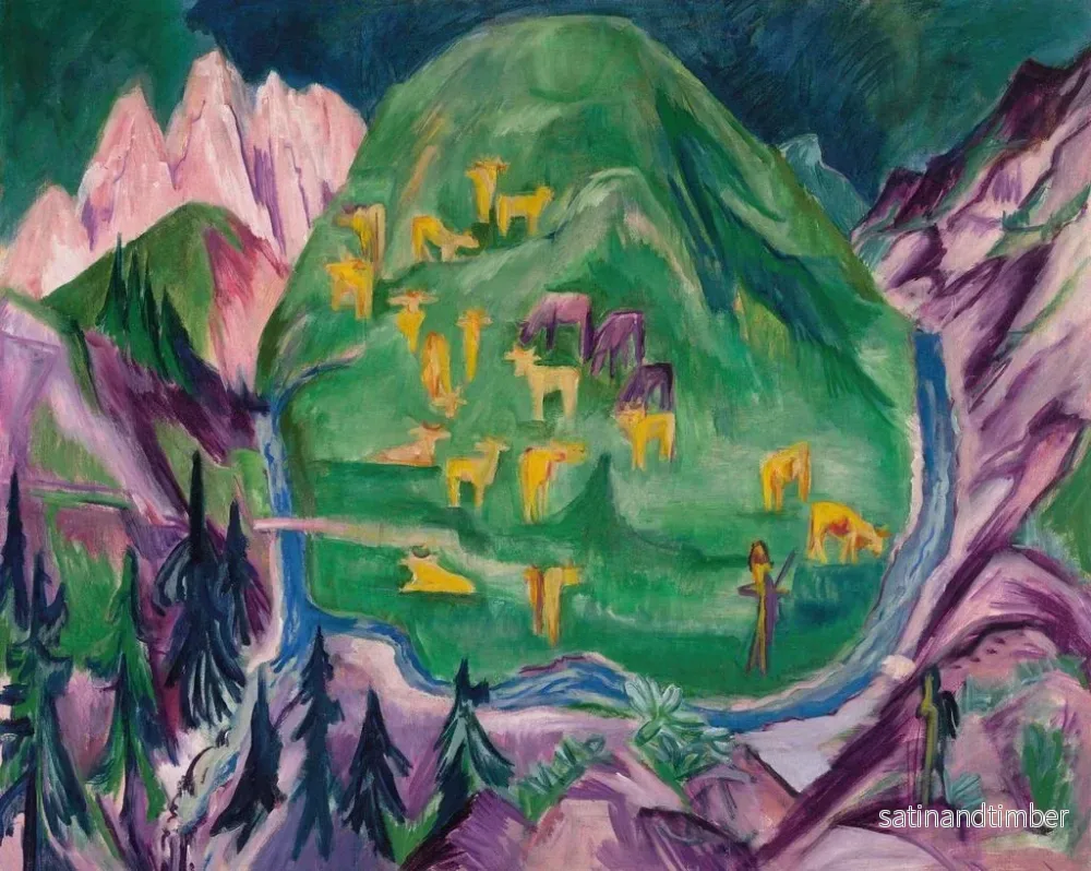 Reproduktion av målningen av betesmark för kor Galtvieh - Ernst Ludwig Kirchner - Bild 2
