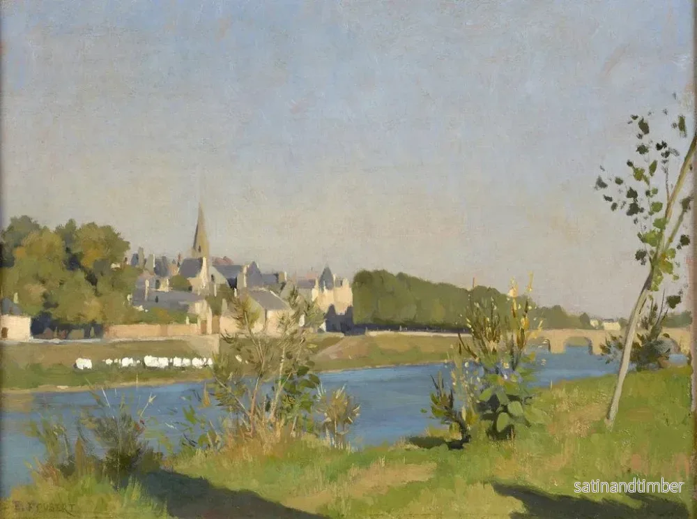 Reproduktion av målningen av by vid floden - Émile-Louis Foubert - Bild 2