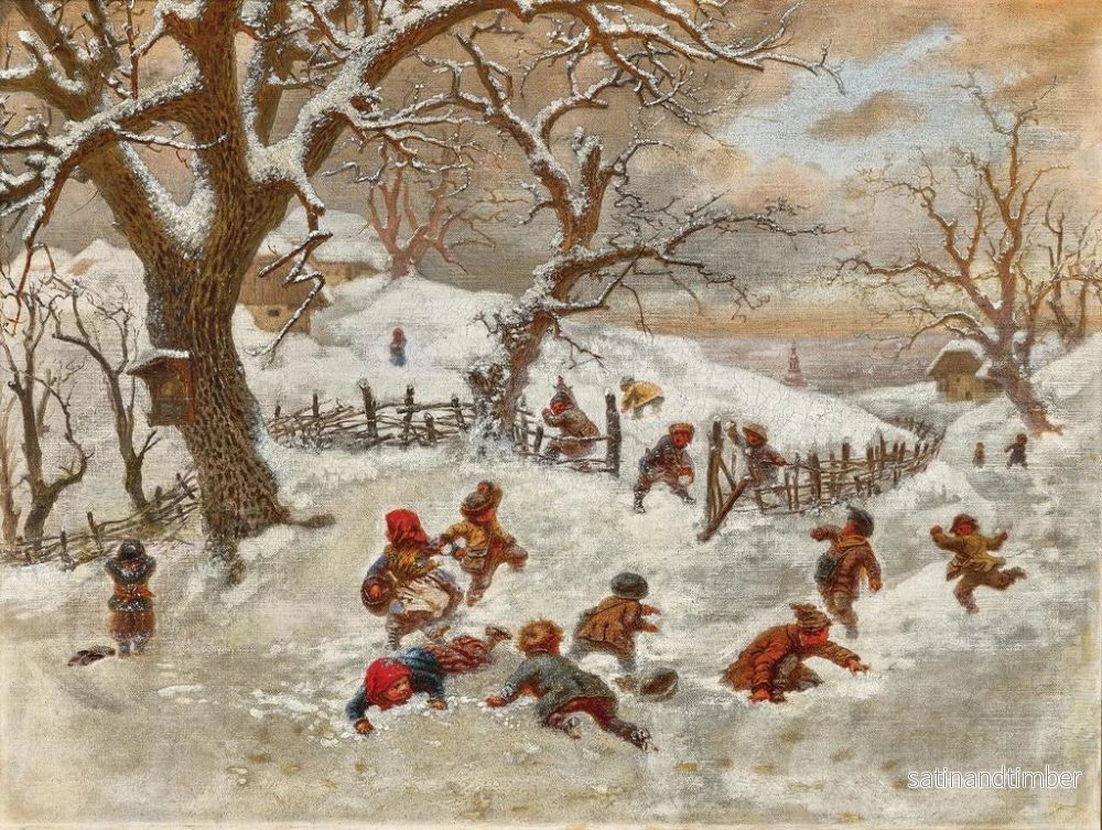 Reproduktion av målningen En snöbollskrig - Ferdinand Mallitsch - Bild 2