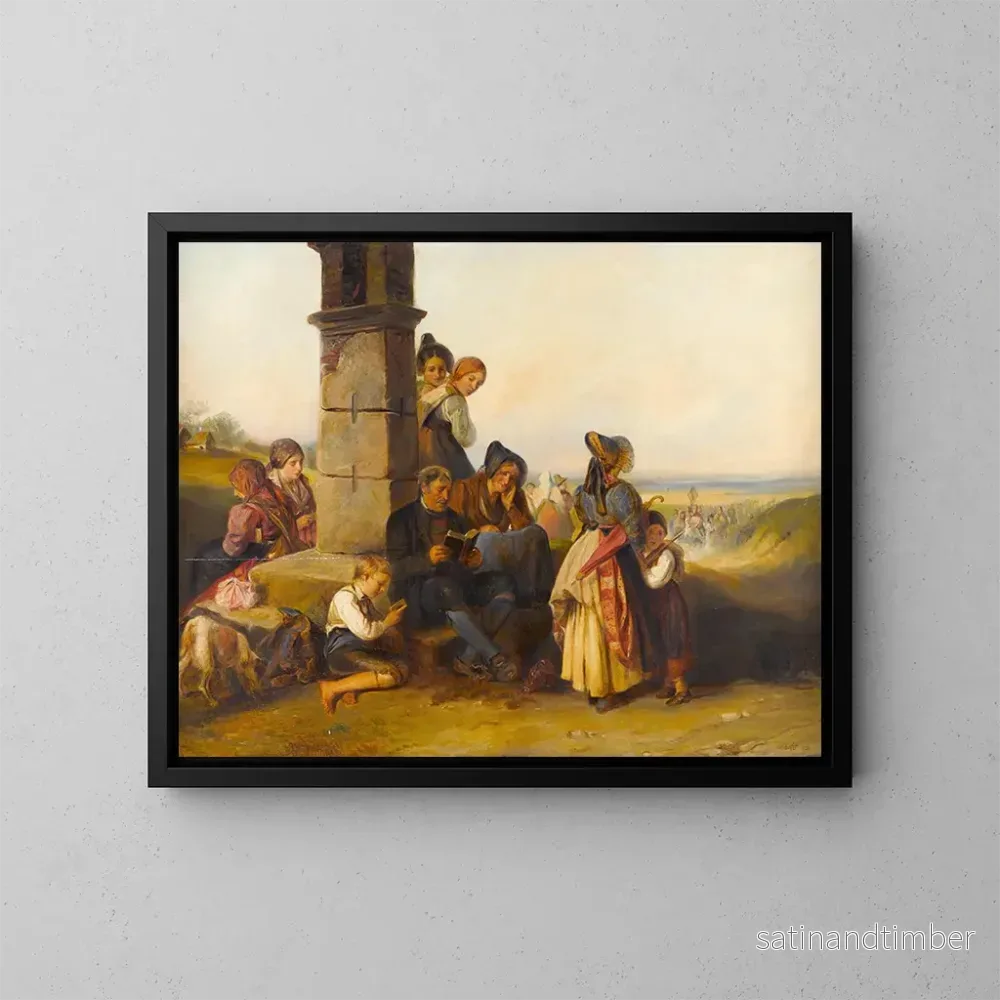 Reproduktion av målningen En procession av Corpus Christi - Johann Matthias Ranftl
