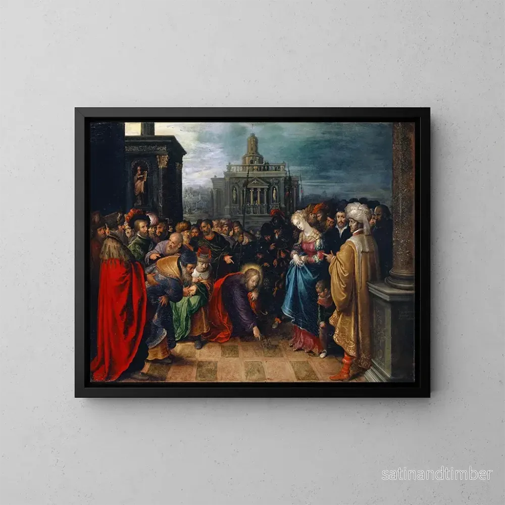 Reproduktion av målningen av Jesus och den adulterous kvinna - Frans Francken den yngre