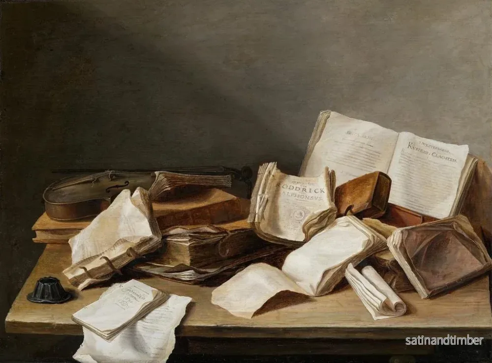 Reproduktion av målningen av stilleben med böcker och en fiol - Jan Davidsz de Heem - Bild 2