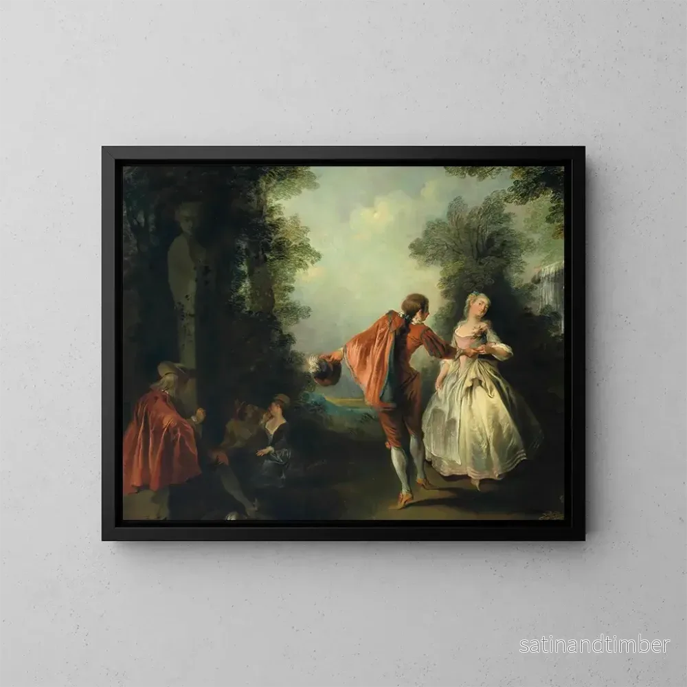Reproduktion av målningen Eleganta figurer i ett skogigt landskap - Nicolas Lancret