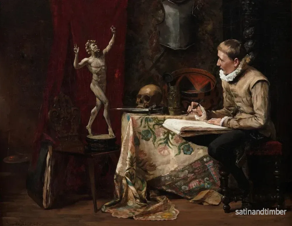 Reproduktion av målningen L'Atelier de l'artiste avec autoportrait - Hugo Birger - Bild 2