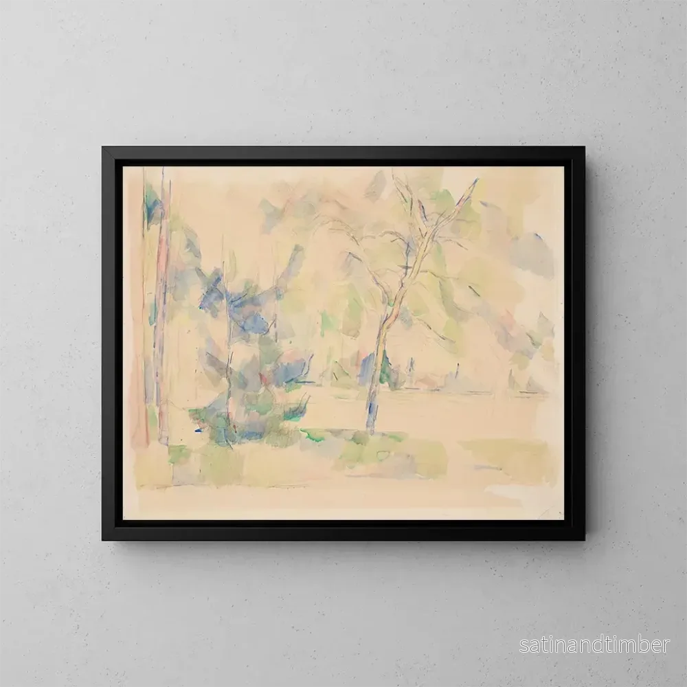 Reproduktion av målningen Lac vid kanten av en skog - Paul Cézanne