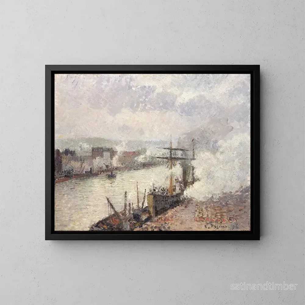 Reproduktion av målningen Bateaux à vapeur dans le port de Rouen – Camille Pissarro Reproduktion av målningen Bateaux à vapeur dans le port de Rouen – Camille Pissarro